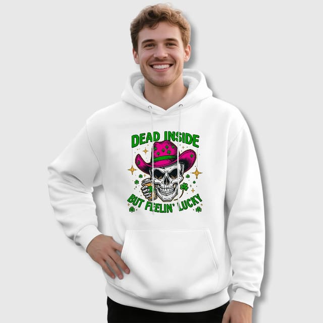 Funny Dead Inside Lucky Skull Hoodie for Men St. Patrick's Gift