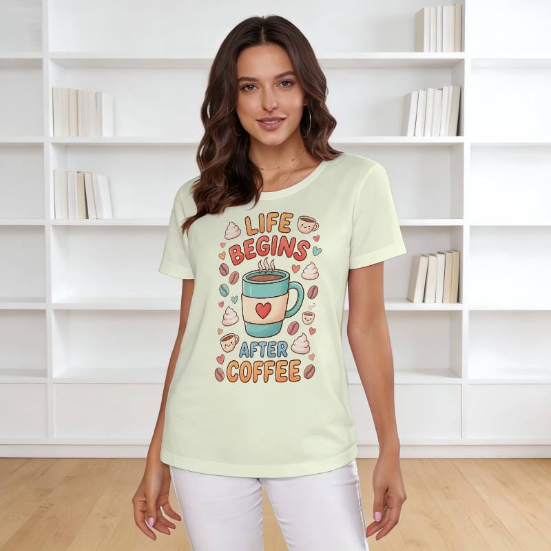 Funny Coffee Quote Graphic T-Shirt for Women Daily Wear