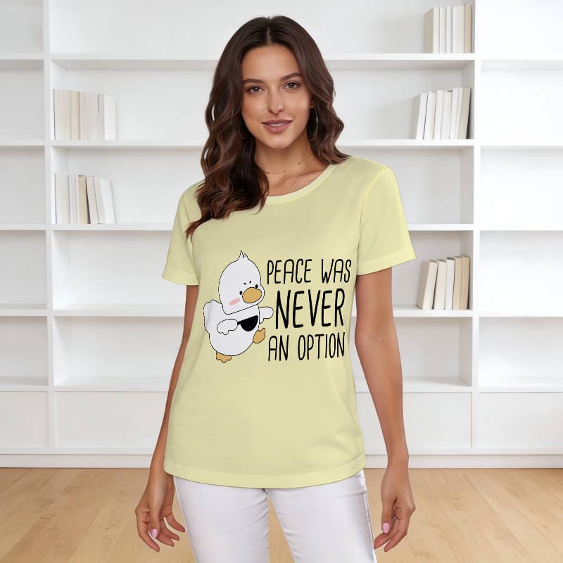 Funny Duck Quote Crew Neck T-Shirt for Women Daily Wear