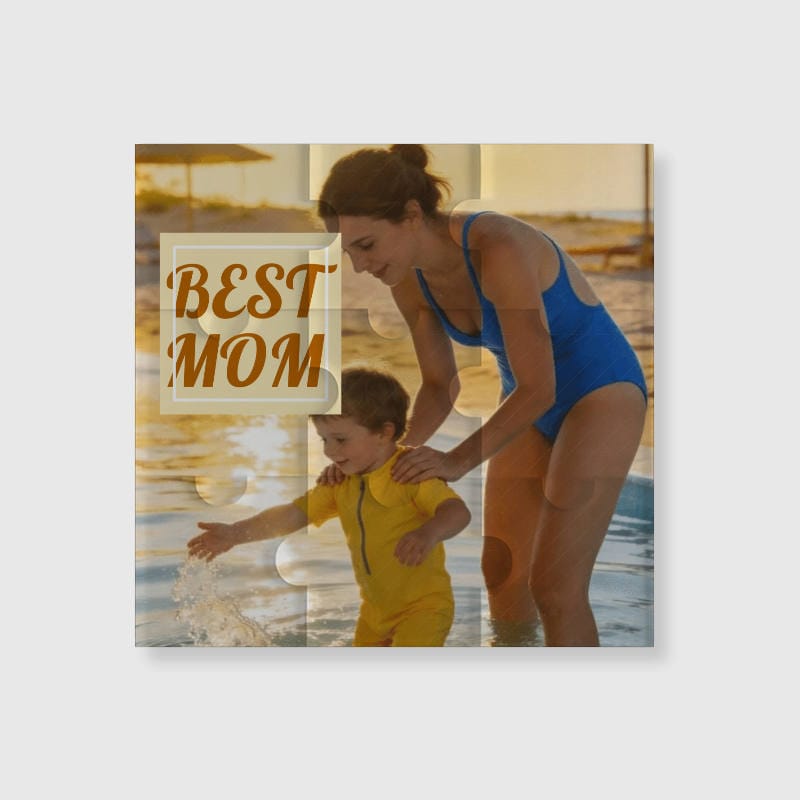 Custom Photo Puzzle Fridge Magnet for Mom Mother's Day Gift