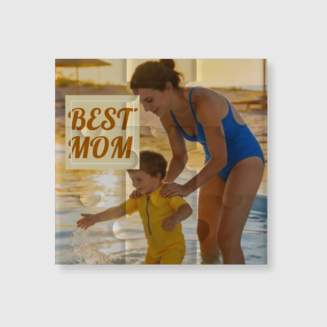 Custom Photo Puzzle Fridge Magnet for Mom Mother's Day Gift