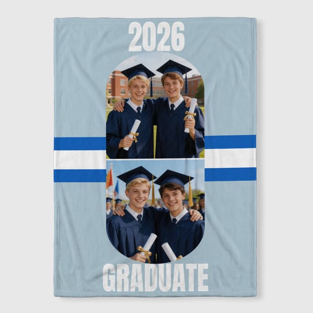 Custom Grad Photo Fleece Blanket for Graduates Gift