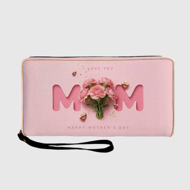 Pink Floral MOM Wristlet Wallet for Mom Mother's Day Gift