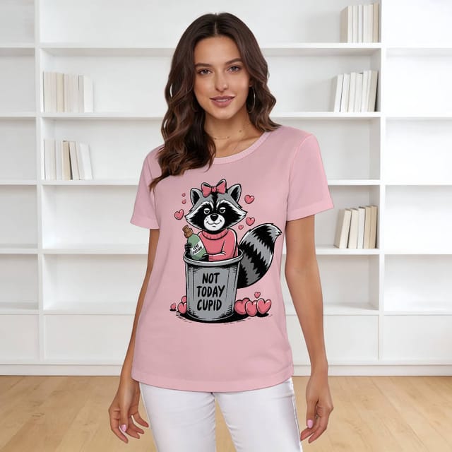 Not Today Cupid Raccoon Women's T-Shirt for Valentine Casual Wear