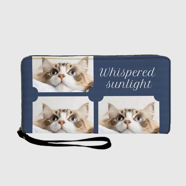 Custom Cat Photo Collage Zip Around Wallet for Pet Lover Gifts