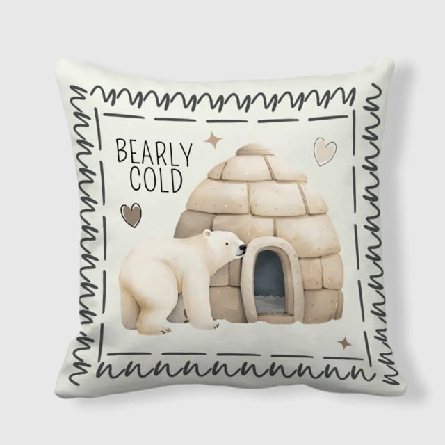 Bearly Cold Polar Bear Throw Pillow for Pet Lovers