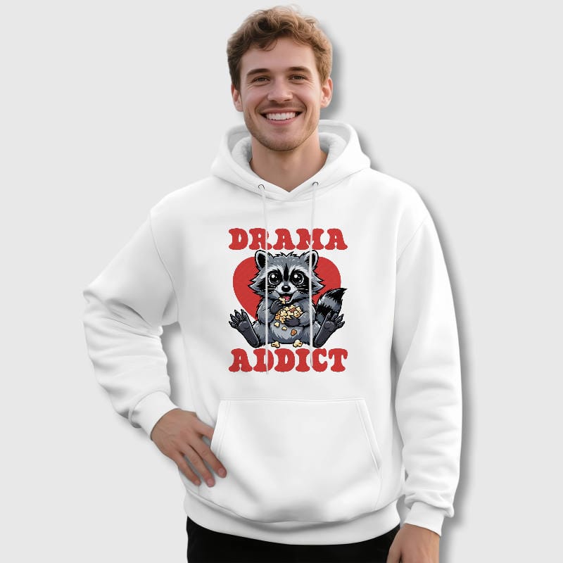 Drama Addict Raccoon Graphic Hoodie for Drama Lovers Daily Wear