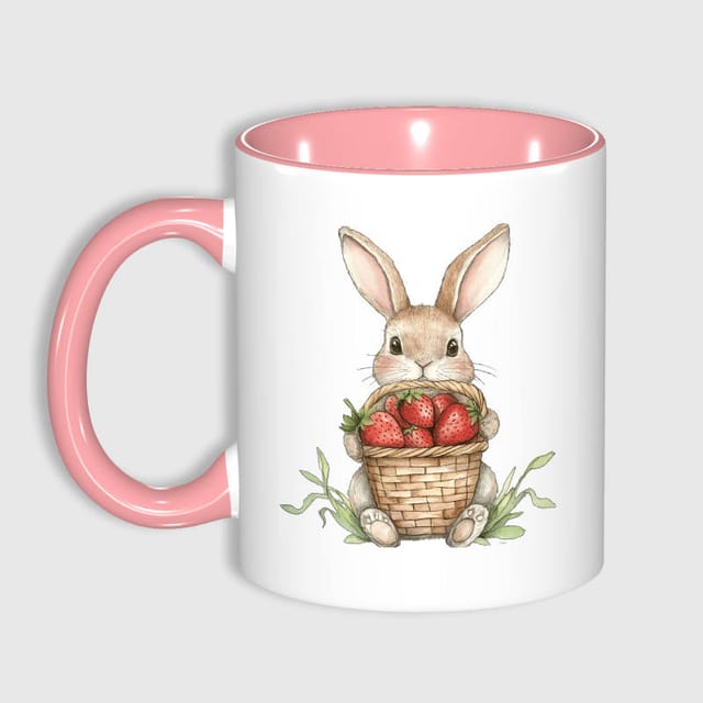 Strawberry Bunny 11oz Mug for Rabbit Lovers Easter Gift