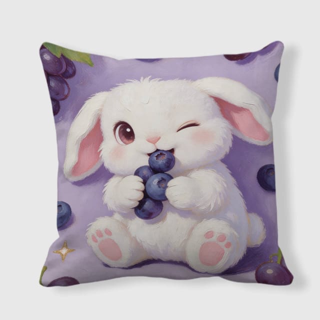 Cute Blueberry Bunny Throw Pillow for Pet Lovers Home Decor