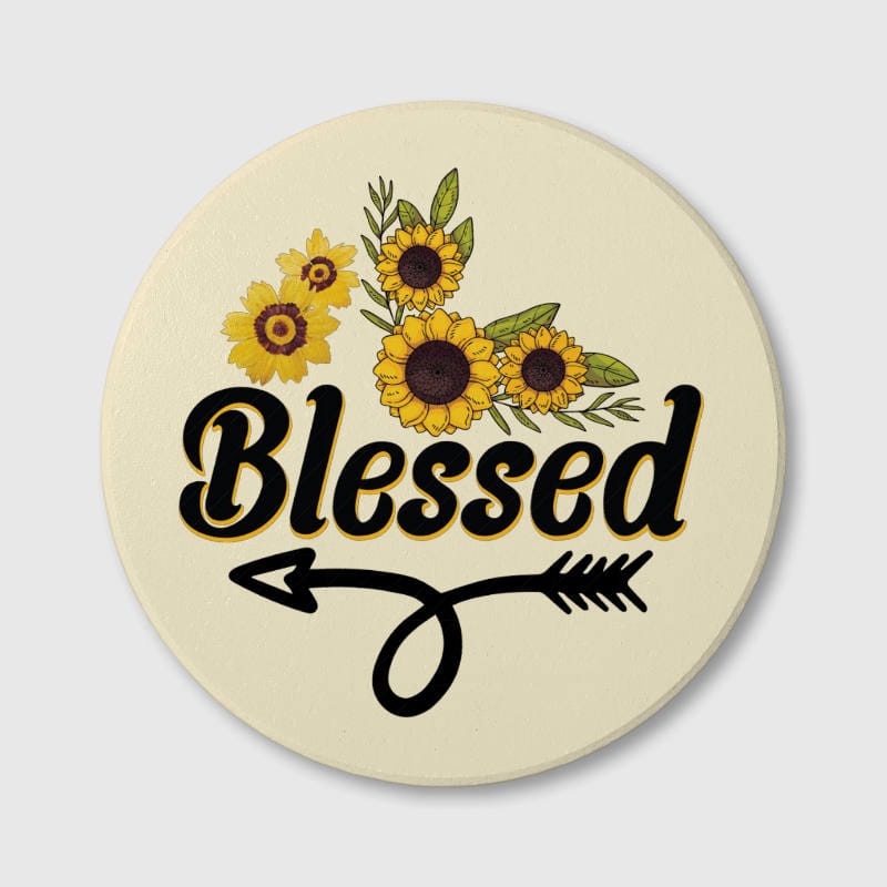 Sunflower Blessed Ceramic Coaster for Mom Daily Home Use