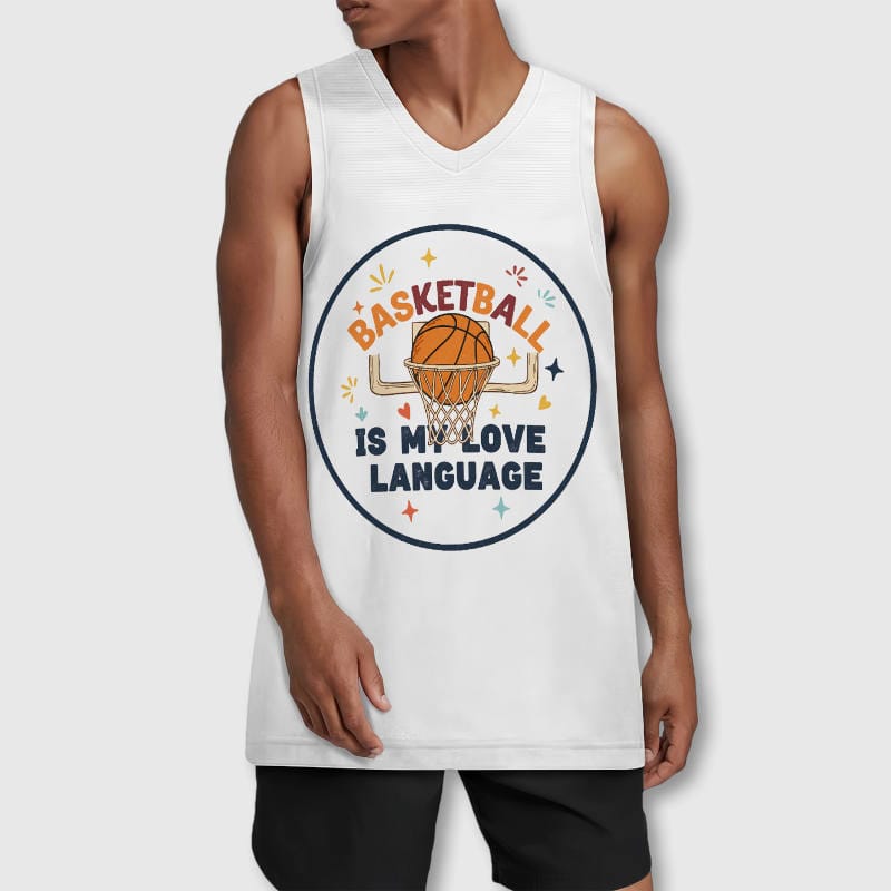 Basketball Love Language Sleeveless Jersey for Basketball Fan Gifts