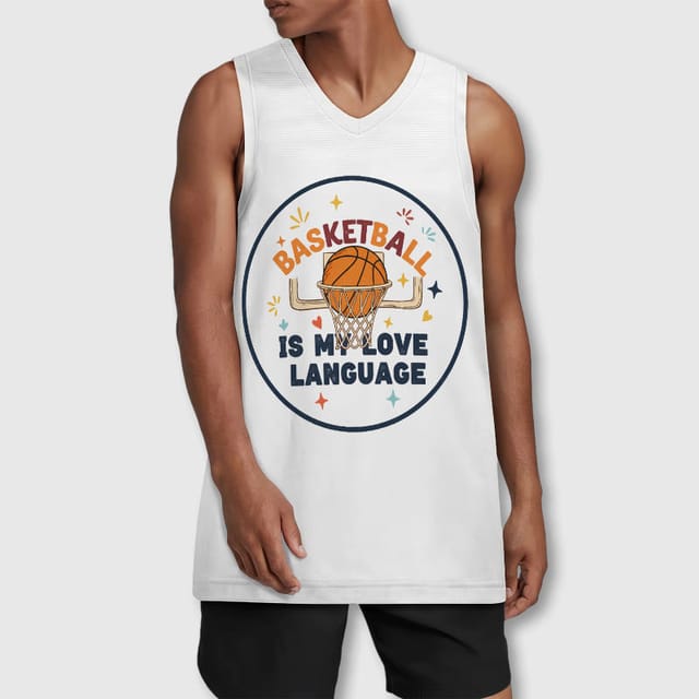 Basketball Love Language Sleeveless Jersey for Basketball Fan Gifts