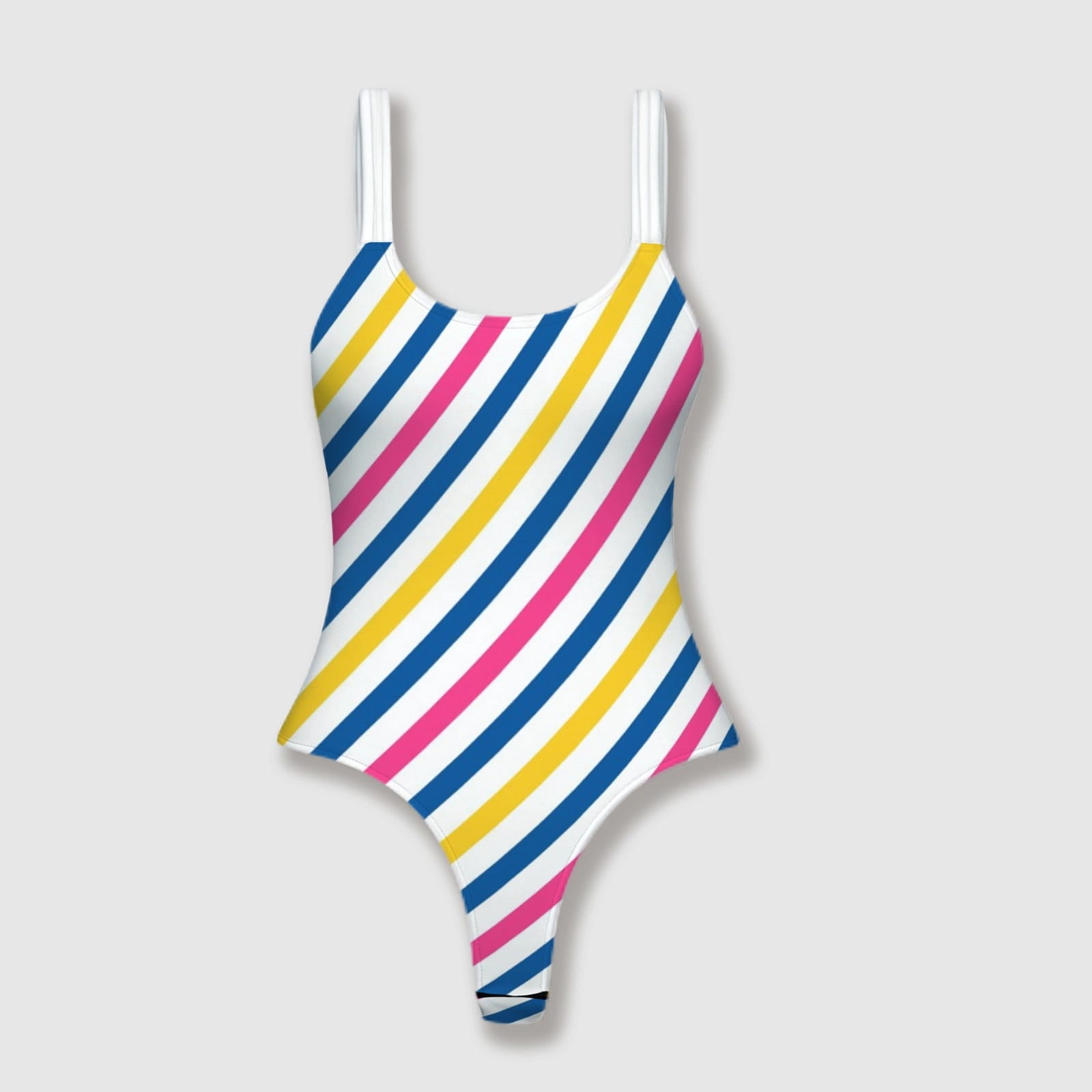 Retro Rainbow Stripe Thong One Piece Swimsuit for Women Beach