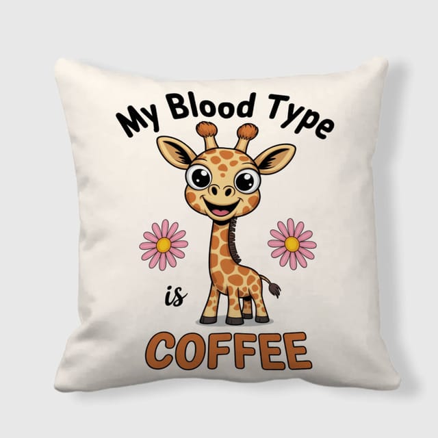 Coffee Quote Giraffe Pillow for Coffee Lovers Gift