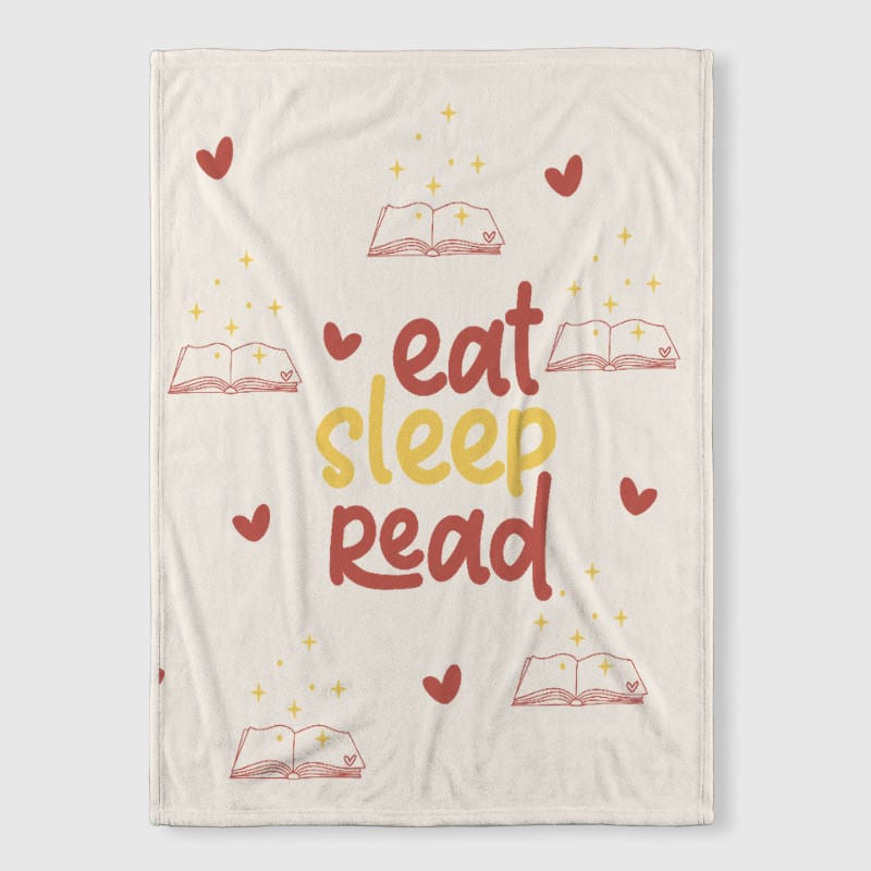 Eat Sleep Read Quote Fleece Blanket for Book Lovers Daily Use