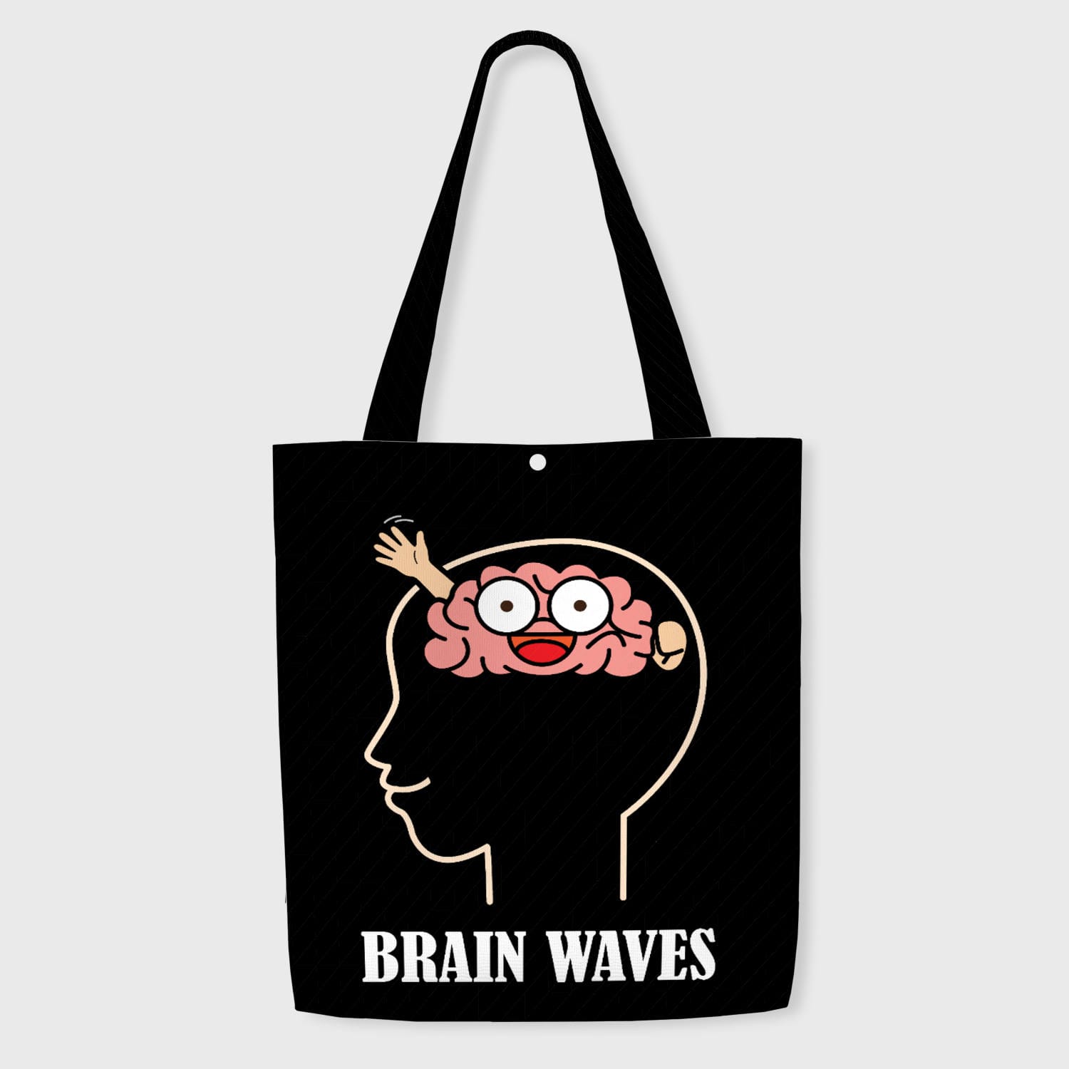 Funny Brain Waves Pun Tote Bag for Students Daily Use