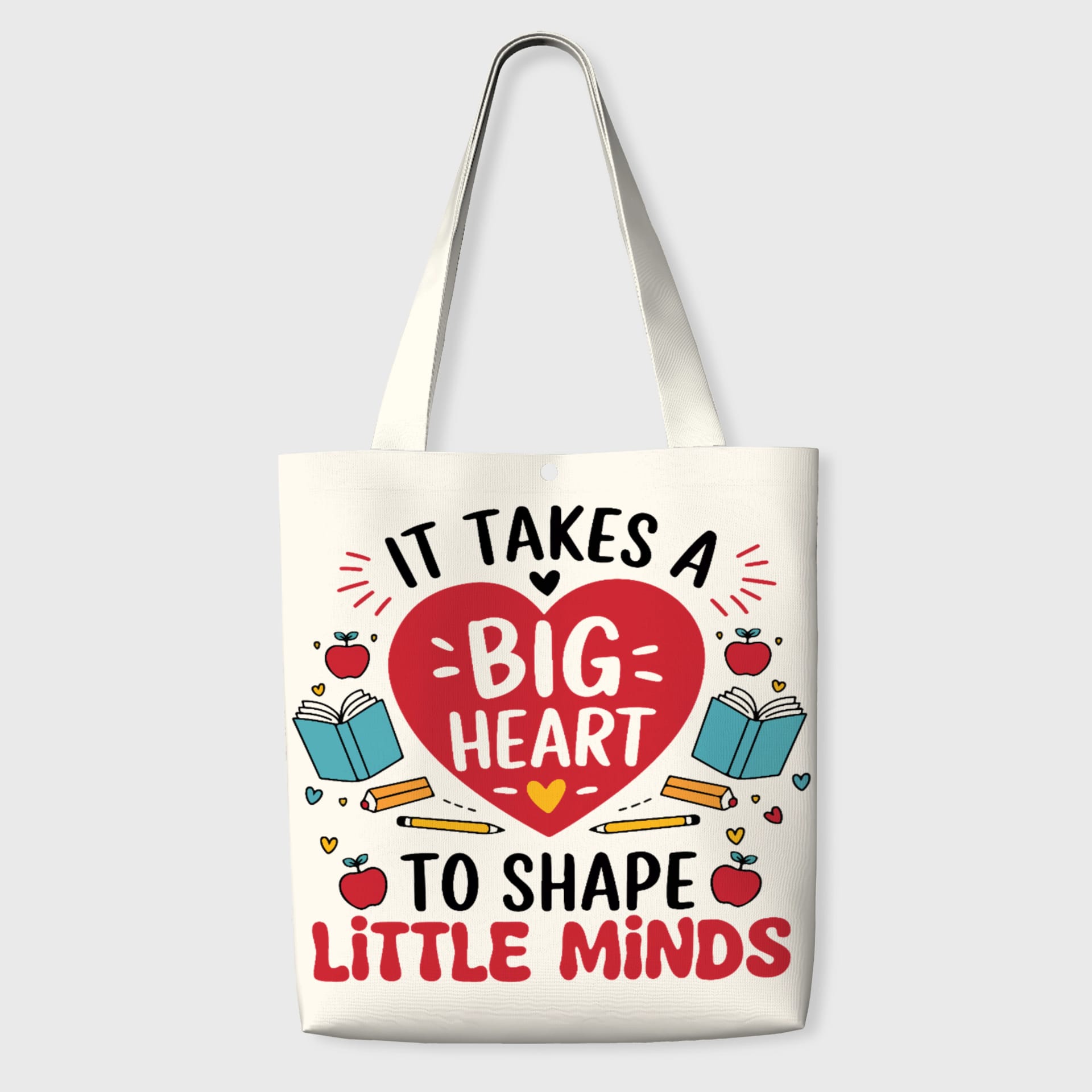 Teacher Heart Quote Tote Bag for Educators School Gift