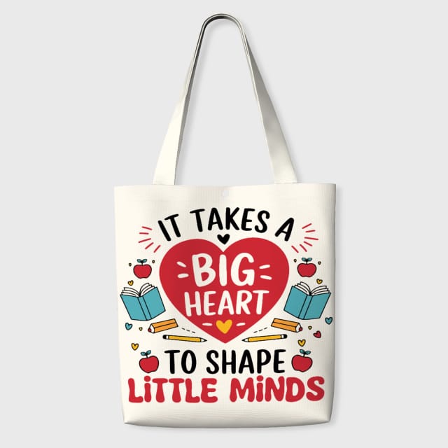 Teacher Heart Quote Tote Bag for Educators School Gift
