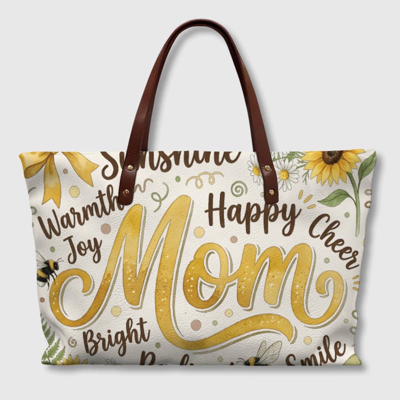 Sunflower Mom PU Tote Bag for Mom Mother's Day Gift - 1