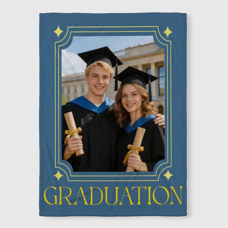 Custom Grad Photo Fleece Blanket Graduation Gift