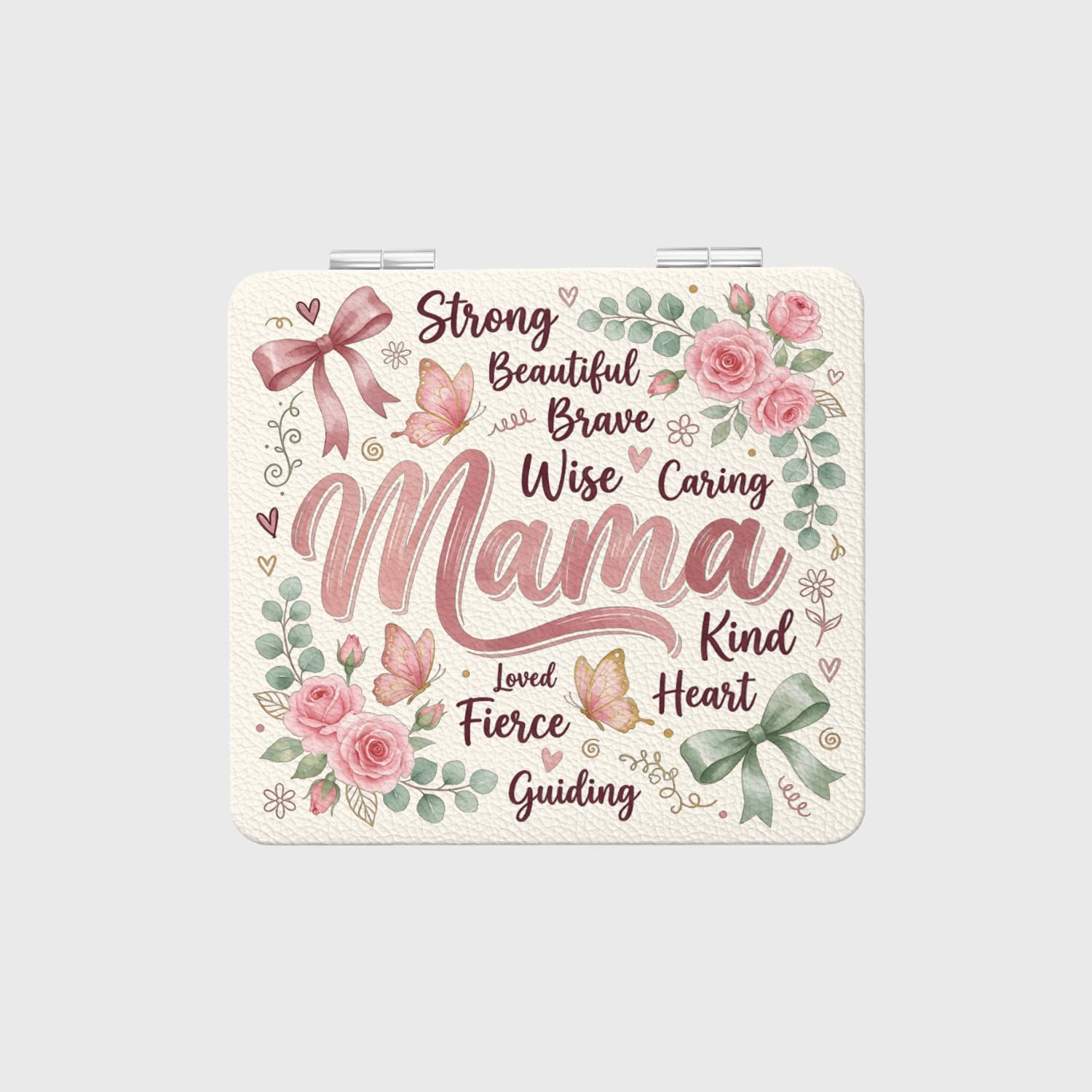 Floral Mama Quote Pocket Makeup Mirror for Mom Gift