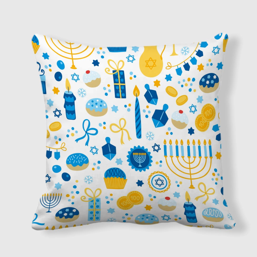 Hanukkah Menorah Dreidel Throw Pillow for Holiday Home Decor - 1