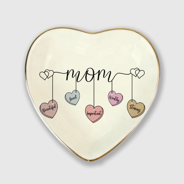 Mom Heart Ceramic Jewelry Tray for Mom Mother's Day Gift