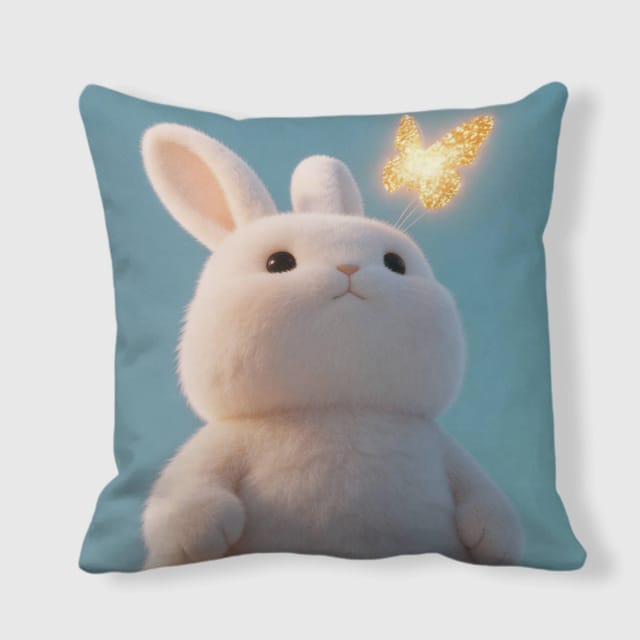 Cute Fluffy Bunny Throw Pillow for Bunny Lovers Easter Gift