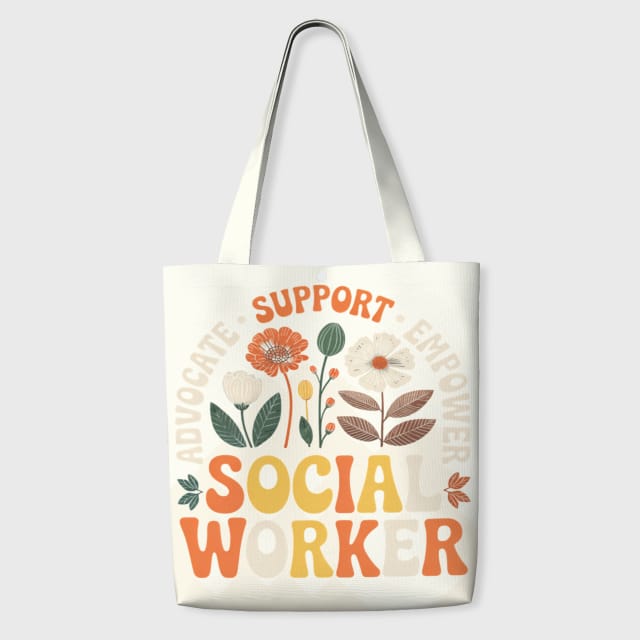 Floral Social Worker Tote Bag for Social Work Gift