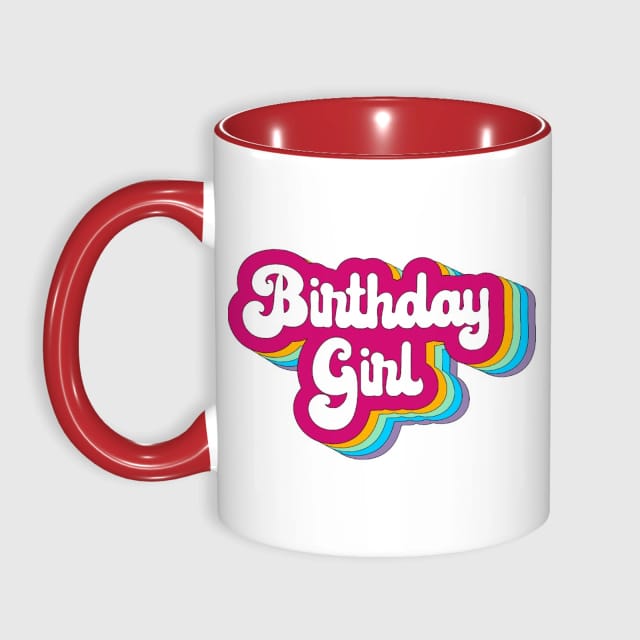 Retro Birthday Girl Red Accent Mug for Birthday Gifts