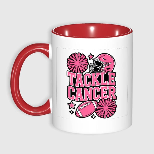 Tackle Cancer Football Coffee Mug for Breast Cancer Awareness Gifts