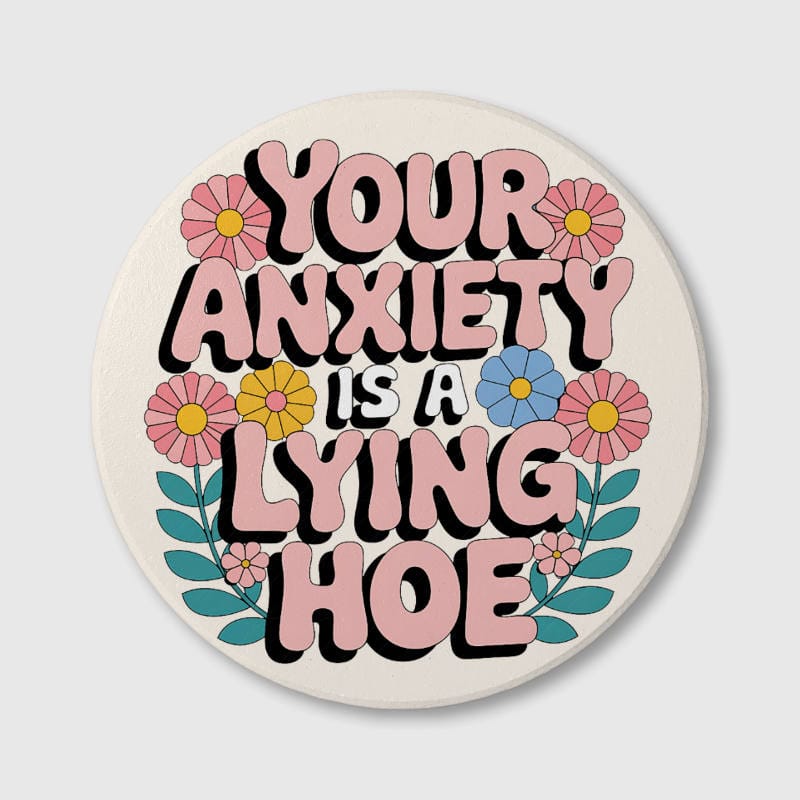 Funny Floral Ceramic Coaster for Mental Health Friend Gift