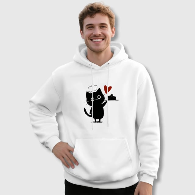 Chef Black Cat Hoodie for Cat Lovers Daily Wear