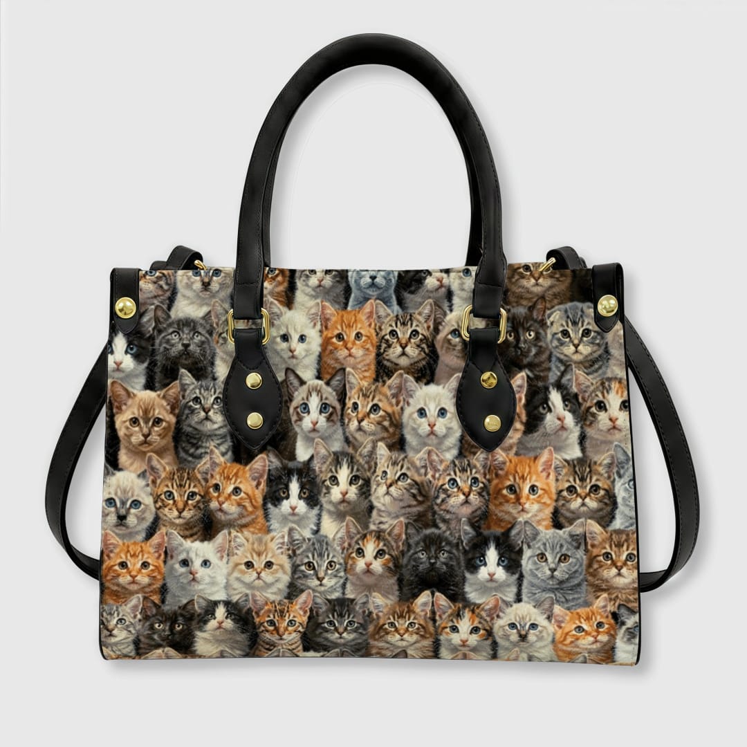 Kitten Galaxy Leather Tote Bag - 1
