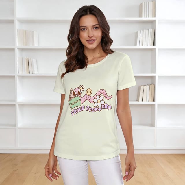 Cute Geology Bookworm Print Tee for Students Back To School