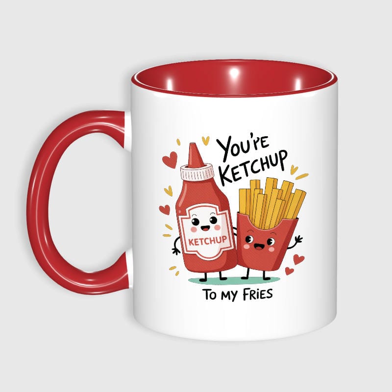 Funny Ketchup Fries Pun 11oz Mug for Couple Valentine Gift - 1