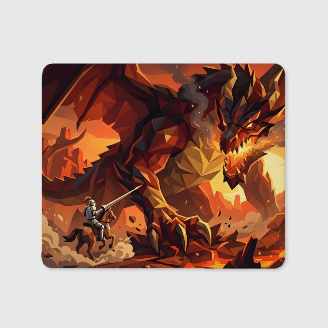 Low Poly Fire Dragon Knight Mouse Pad for Gamers Daily Use - 1