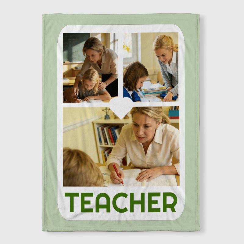 Custom Photo Collage Fleece Blanket for Teacher Gift