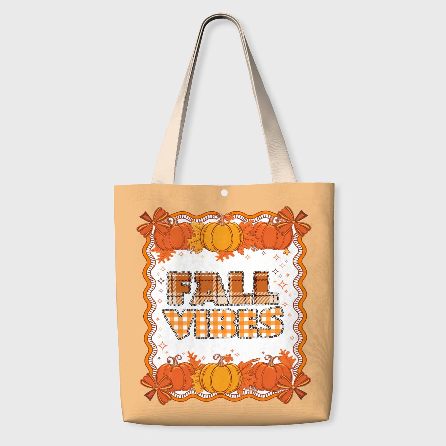 Fall Pumpkin Plaid Tote Bag for Fall Lovers Thanksgiving Gift