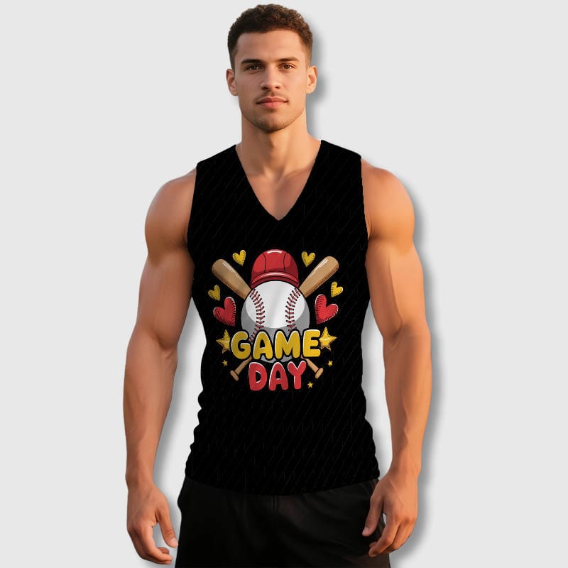 Baseball Game Day V-Neck Tank Top for Sports Fan Gifts