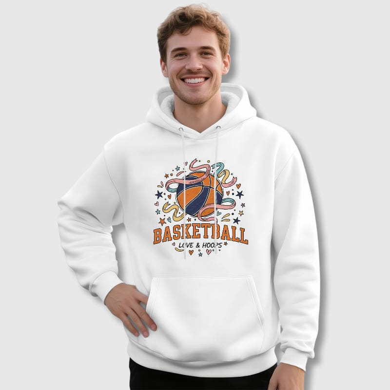 Basketball Graphic Pullover Hoodie for Men Sports Daily Use