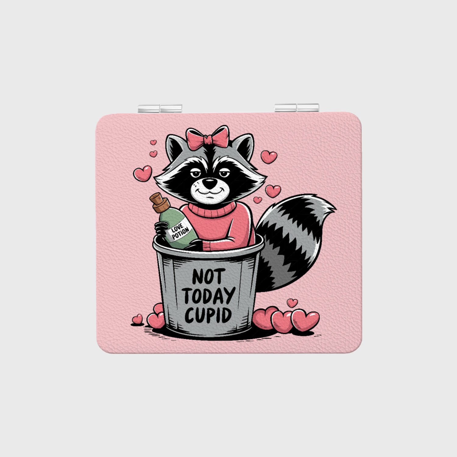 Funny Raccoon Compact Makeup Mirror for Single Friend Valentine Gift