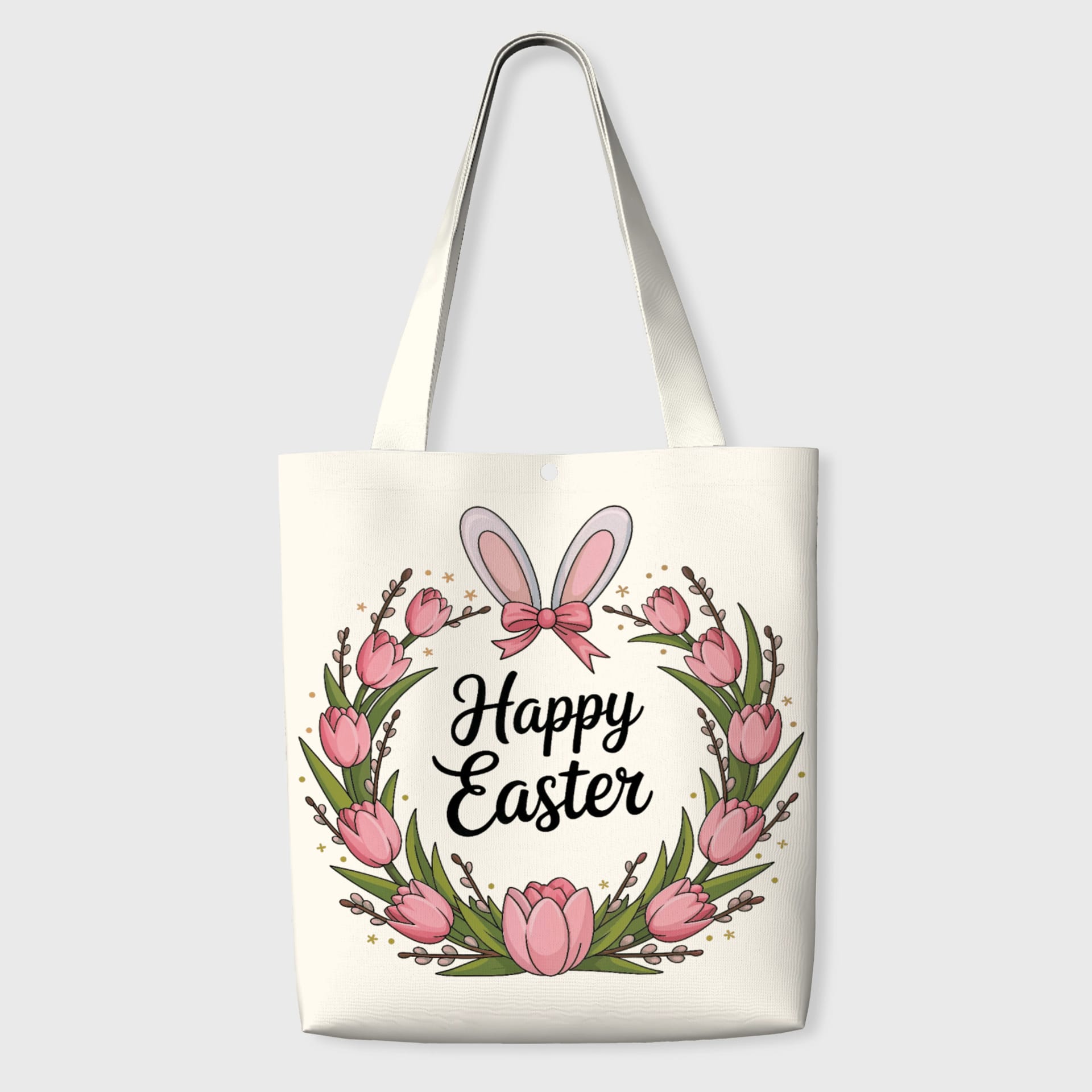 Easter Bunny Floral Canvas Tote Bag for Easter Gifting