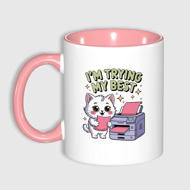 Cute 'I'm Trying My Best' Cat Mug for Coworker Office Gift