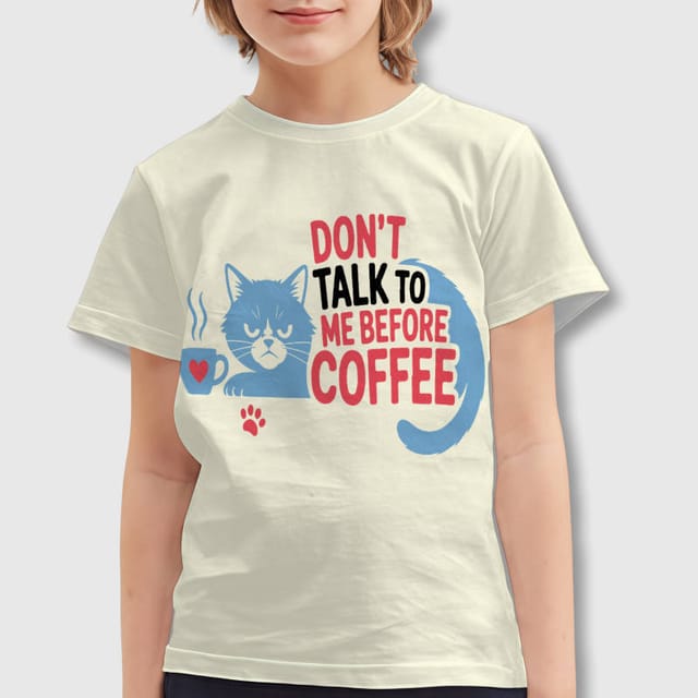 Grumpy Cat Coffee Quote Kids T-Shirt for Pet Lover Gifts