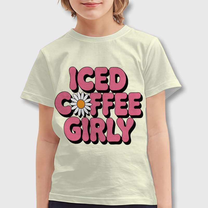 Iced Coffee Daisy Kids Tee for Girls Daily Gift