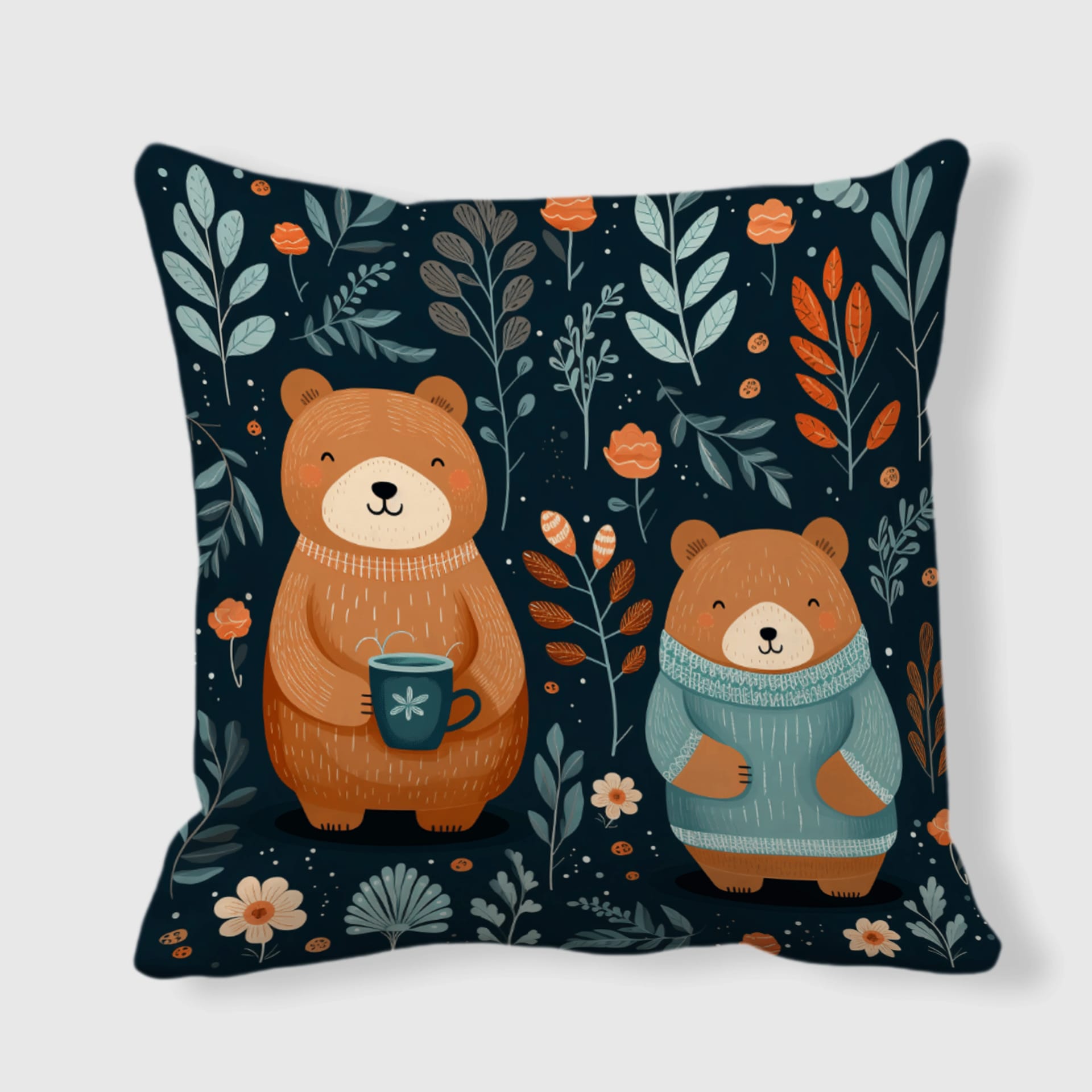 Cute Brown Bear Throw Pillow for Animal Lovers Home Decor