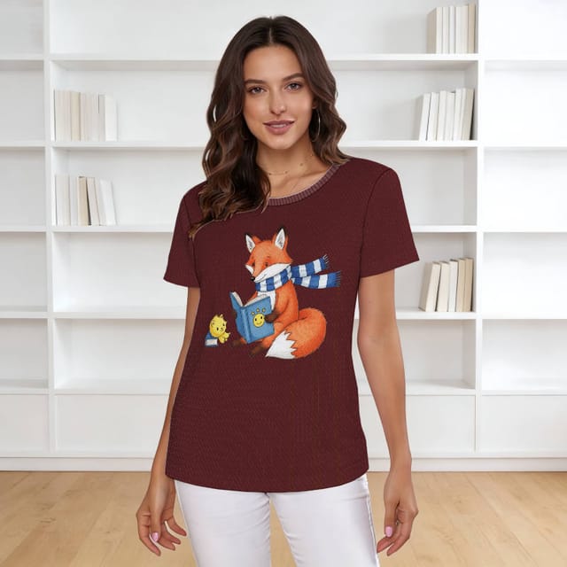 Cute Reading Fox T-Shirt for Book Lovers Back To School