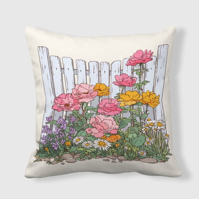 Vintage Garden Floral Throw Pillow for Mom Home Decor Gift