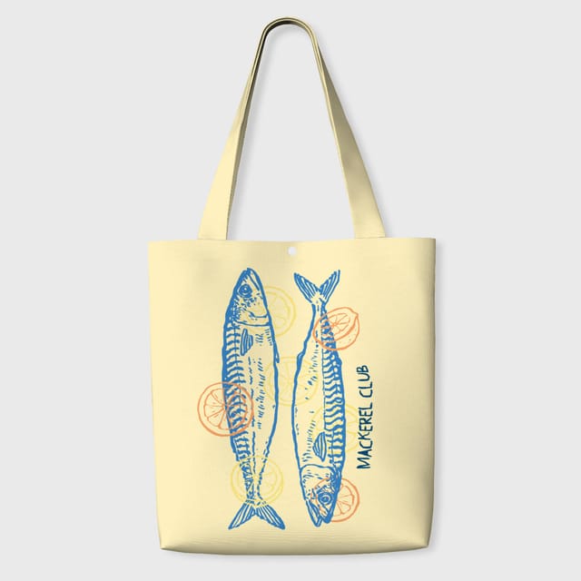 Mackerel Line Art Tote Bag for Seafood Lovers Gifts
